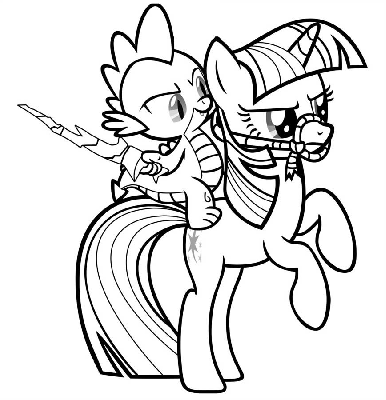 Kolorowanka magiczny Spike i Twilight Sparkle